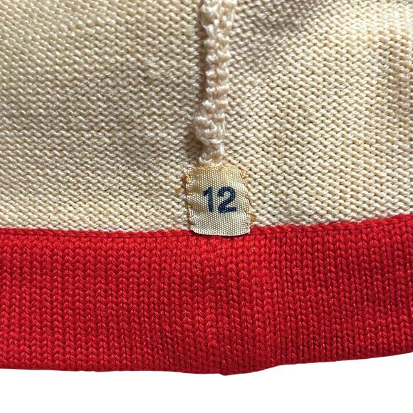 RARE Vintage Don Loper Cream Knit Red Trim Mod Cardigan 3/4-Sleeve Dinner Jacket - Picture 5 of 10